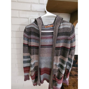 Viscose hooded Belladini striped multicolor sweater jacket